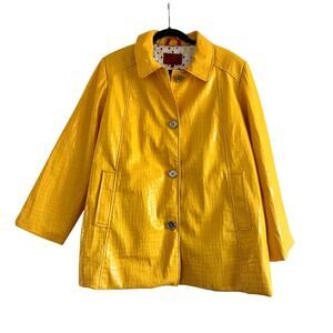 NWT Illusion by Sherry Cassin Women's Jacket Size 1X Yellow Faux Alligator Rain
